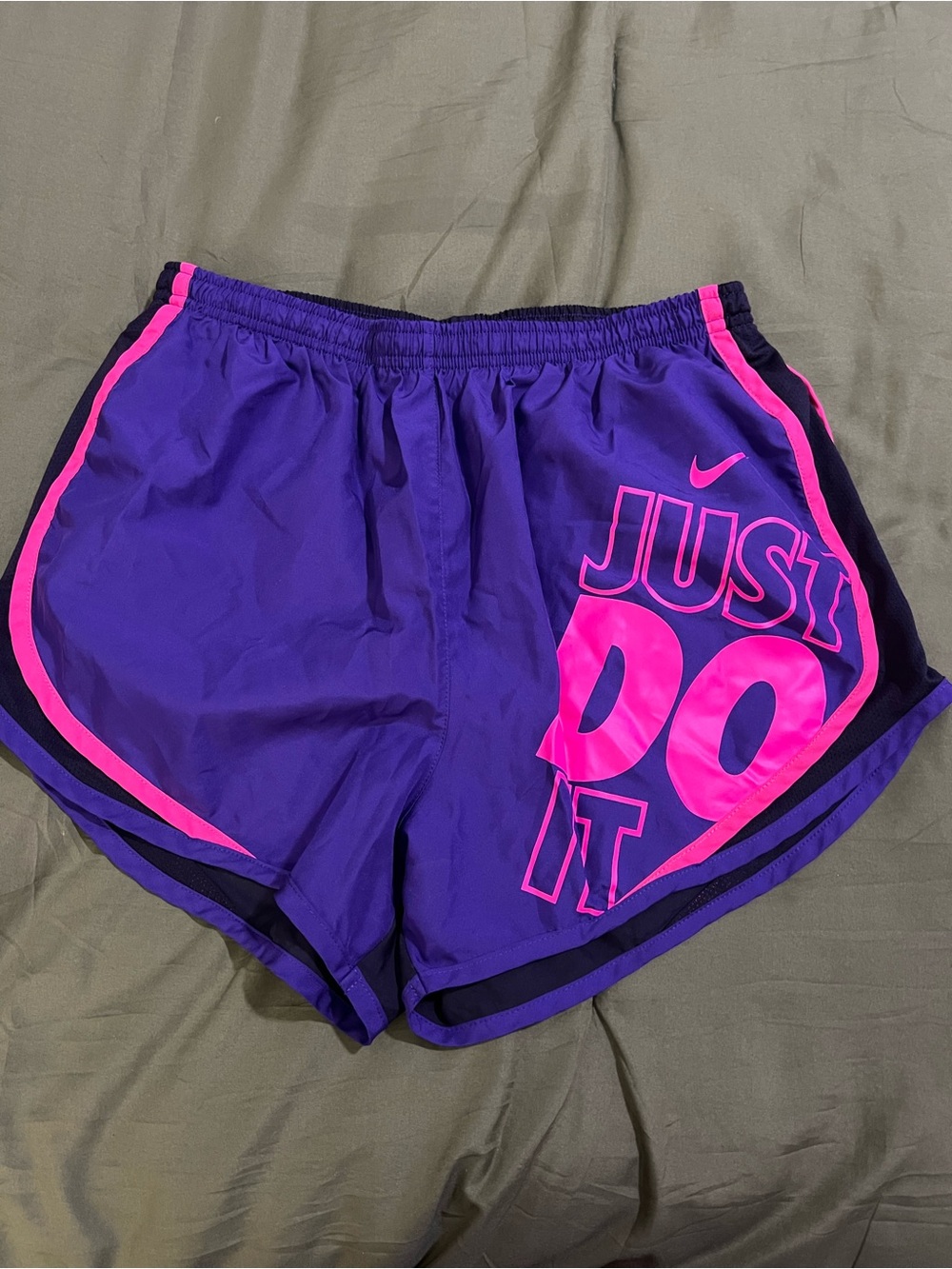 Nike Women’s Purple with Hot Pink 'Just Do It' Athletic Shorts